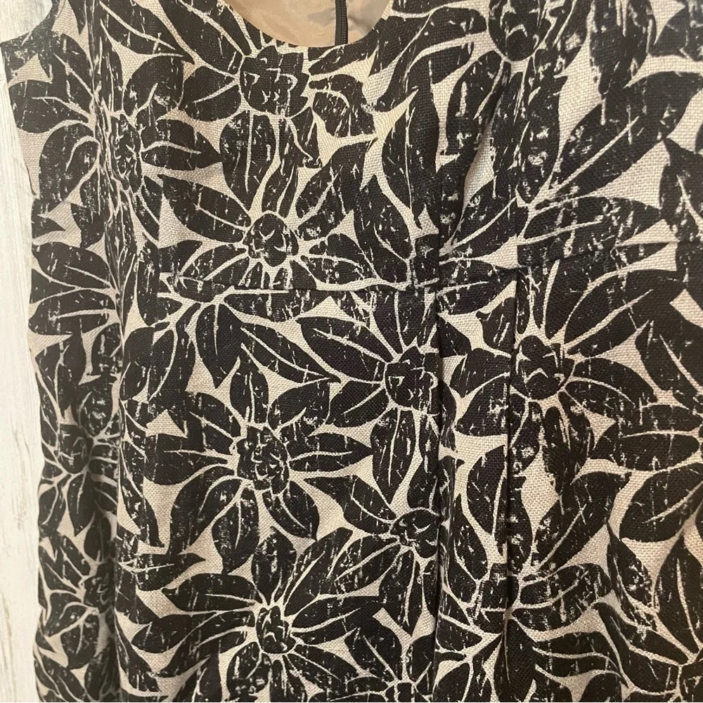 Michael Kors Linen Floral Cap Sleeve Dress-Khaki/Black size 6‎ - Picture 4 of 7